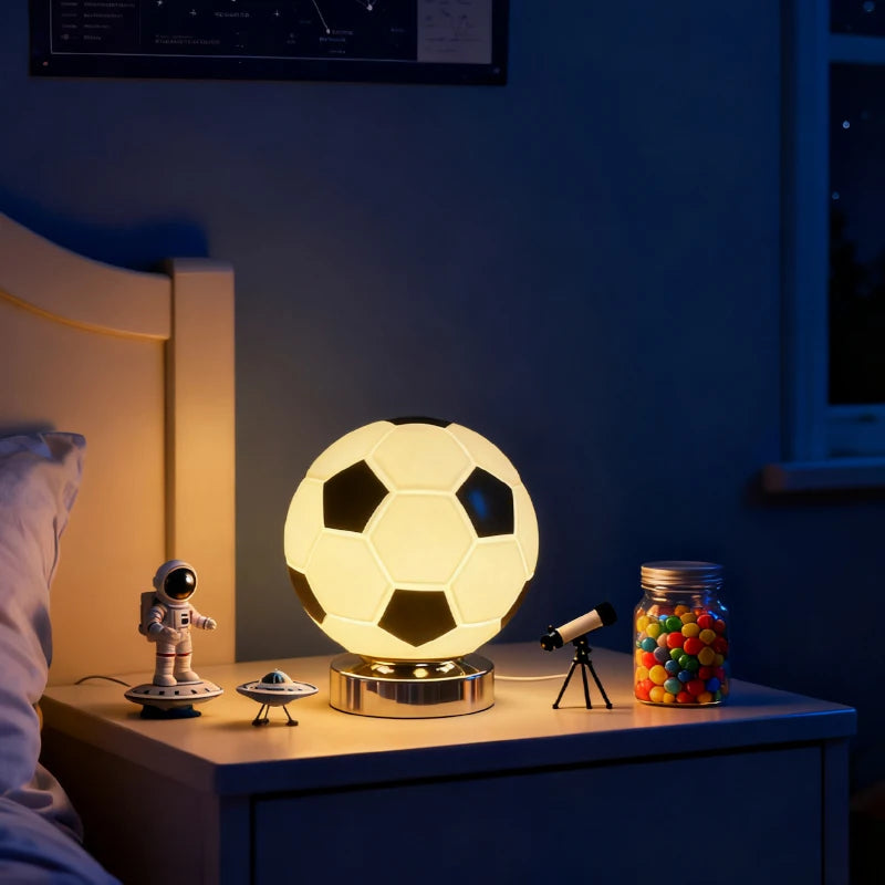 Football Theme Table Lamp – Creative Decorative LED Desk Light with Dimmable Touch Control
