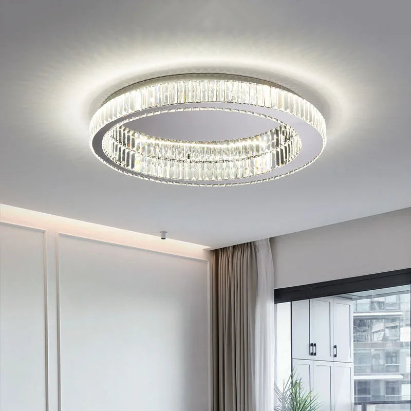 Modern Gold Luxury Crystal LED Chandelier – Round Ceiling Light for Living Room, Dining Room, and Bedroom