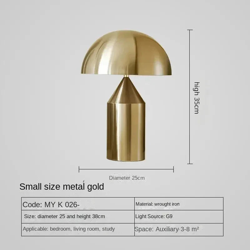 Italian Luxury Mushroom LED Floor Lamp – Nordic Metal Bedside Light for High-End Bedroom and Home Decoration