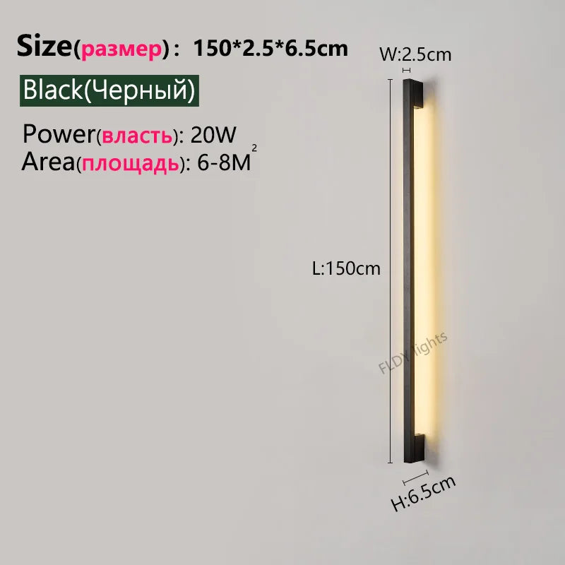 Modern Minimalist Long LED Wall Lamp – Nordic Background Wall Light for Bedroom, Living Room
