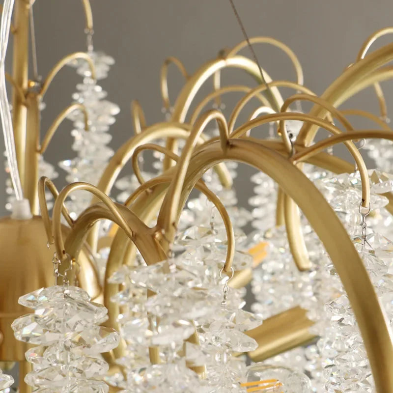 2025 Luxury Gold Glass LED Chandelier – Modern Crystal Ceiling Pendant Light for Dining Room & Home Decor