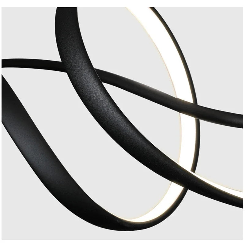 New Ribbon Shape LED Chandelier – Modern Minimalist Pendant Light for Dining Island, Living Room & Home Decor