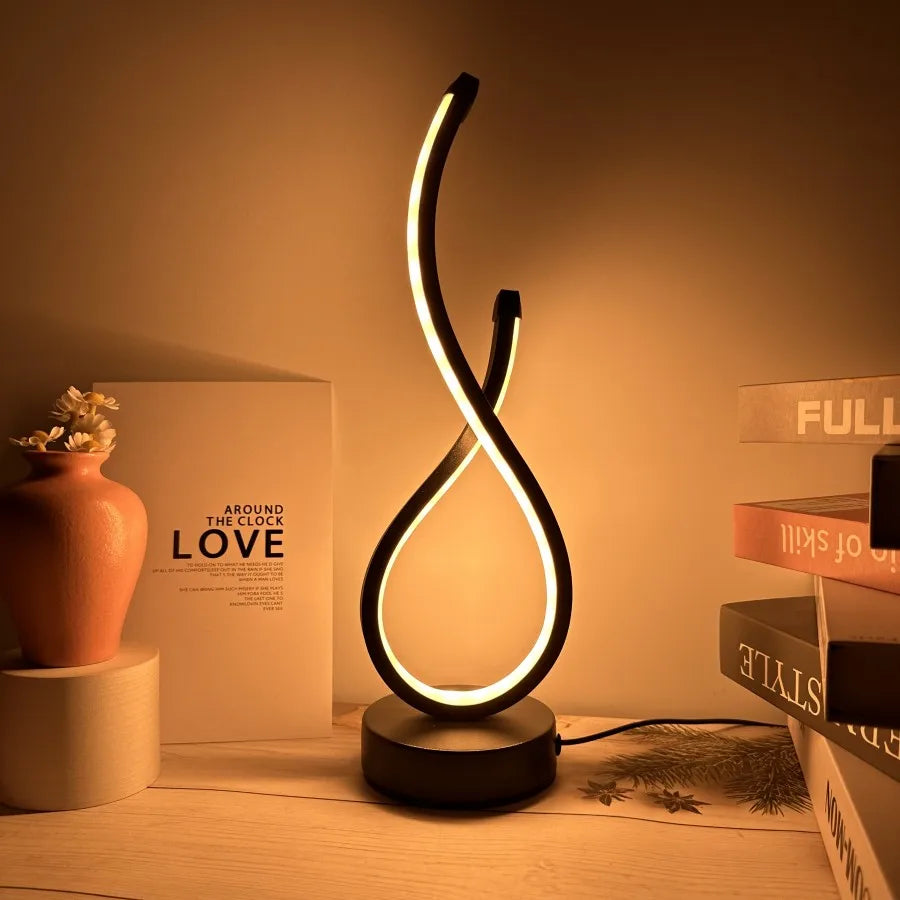 Creative Spiral LED Night Light – Dimmable 3-Color Desk and Bedside Lamp for Modern Bedroom and Office Décor