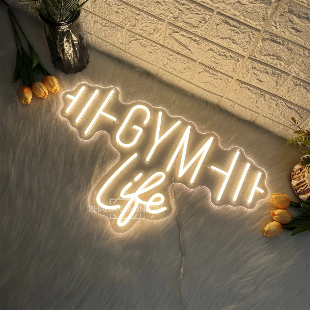 Dumbbell GYM Neon LED Wall Sign – Fitness Club and Sports Room Decorative Neon Light