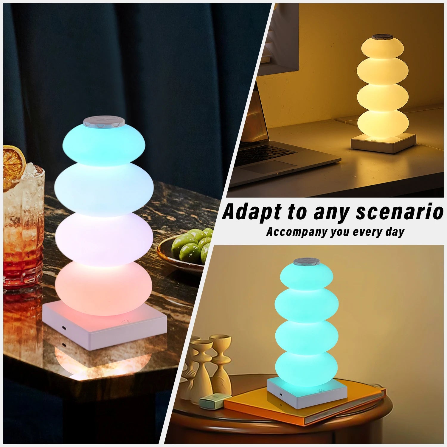 RGB Color Changing Bedroom Table Lamp – DIY Multi-Step Light with Touch Switch for Bedside Decorative Ambience