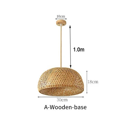 Lomin Bamboo Light Pendant Lamp – Hand-Woven Natural Rattan Wicker Chandelier (E27, 110V / 220V)