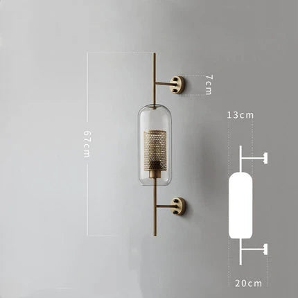 Modern Clear Glass Globe Wall Lamp – Golden Industrial Sconce for Bedside, Living Room, and Home Corridor Décor
