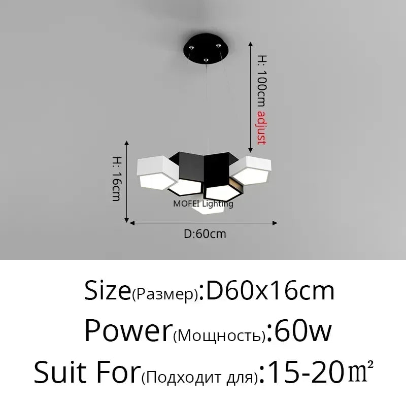 Nordic Designer Honeycomb LED Chandelier – Creative Remote-Dimming Pendant Light for Living Room & Bedroom