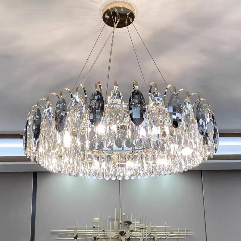 Light Luxury Crystal Chandelier – Modern Minimalist High-End Lighting for Bedroom, Living Room & Villa Spaces