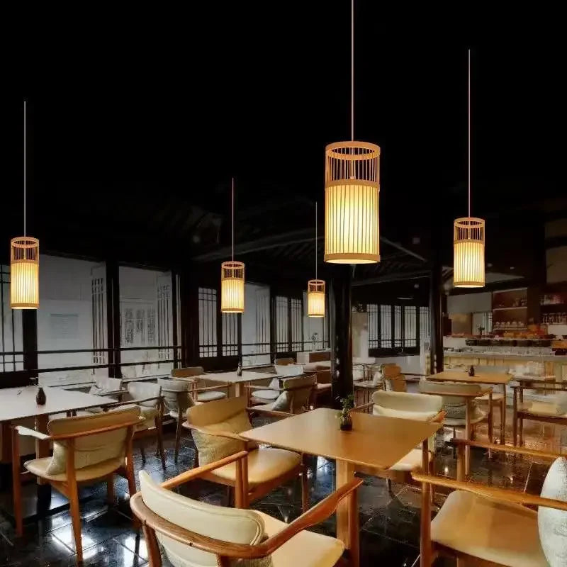 Chinese Style Bamboo Art Chandelier – Creative Zen Pendant Light for Teahouse, Restaurant & Japanese-Style Décor