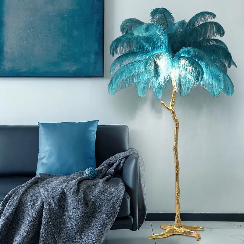 Nordic Creative Feather Floor Lamp – Luxury Bedroom and Living Room Atmosphere Light for High-End Décor
