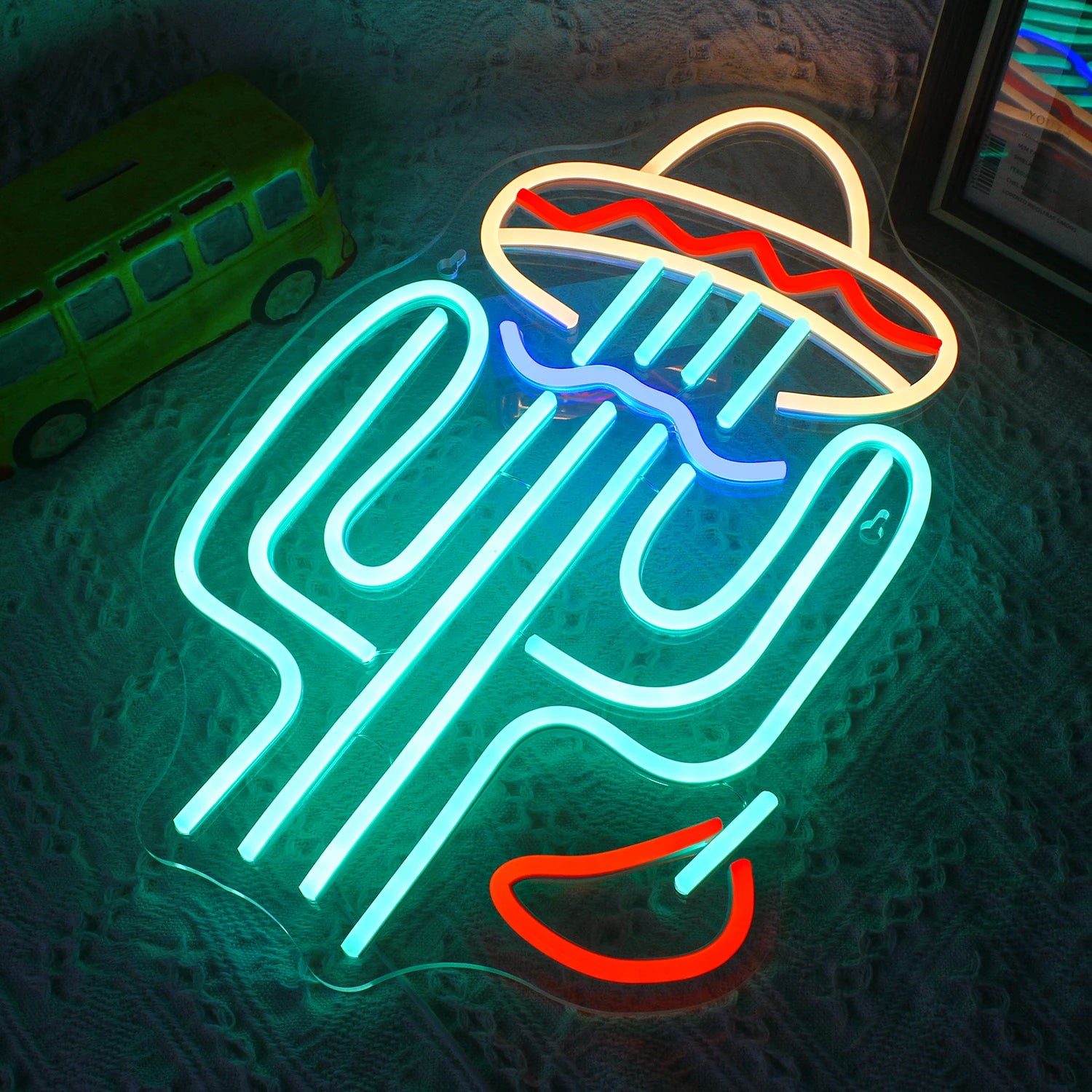 Cactus Neon LED Wall Sign – USB Powered Dimmable Decorative Light for Bedroom, Bar, Party and Game Room
