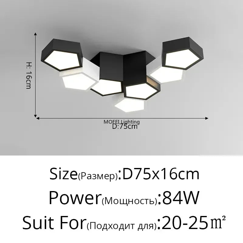 Nordic Designer Honeycomb LED Chandelier – Creative Remote-Dimming Pendant Light for Living Room & Bedroom