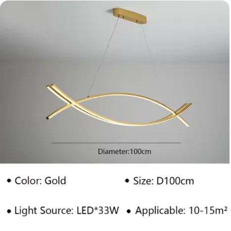 Nordic Modern Strip Geometry Chandelier – Minimalist High-End Light for Living Rooms, Dining Areas, and Bars