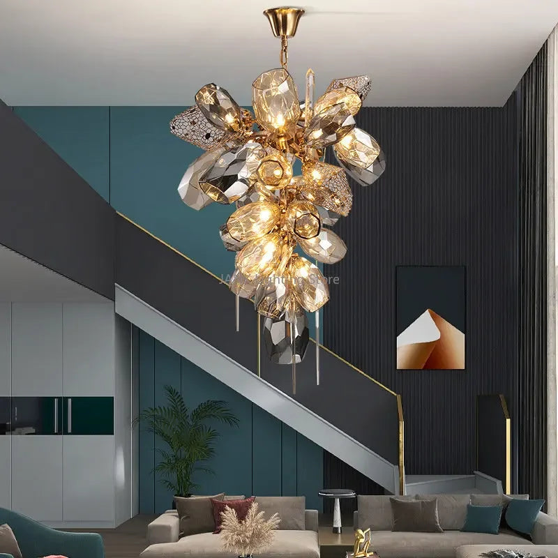 Nordic Living Room LED Stainless Steel Crystal Chandelier – Luxury Designer Pendant Lamp for Home & Restaurant