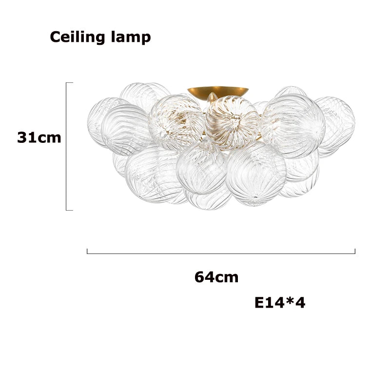 2025 Trendy Glass Bubble Art Chandelier – Gold & Chrome LED Ceiling Light for Living Room