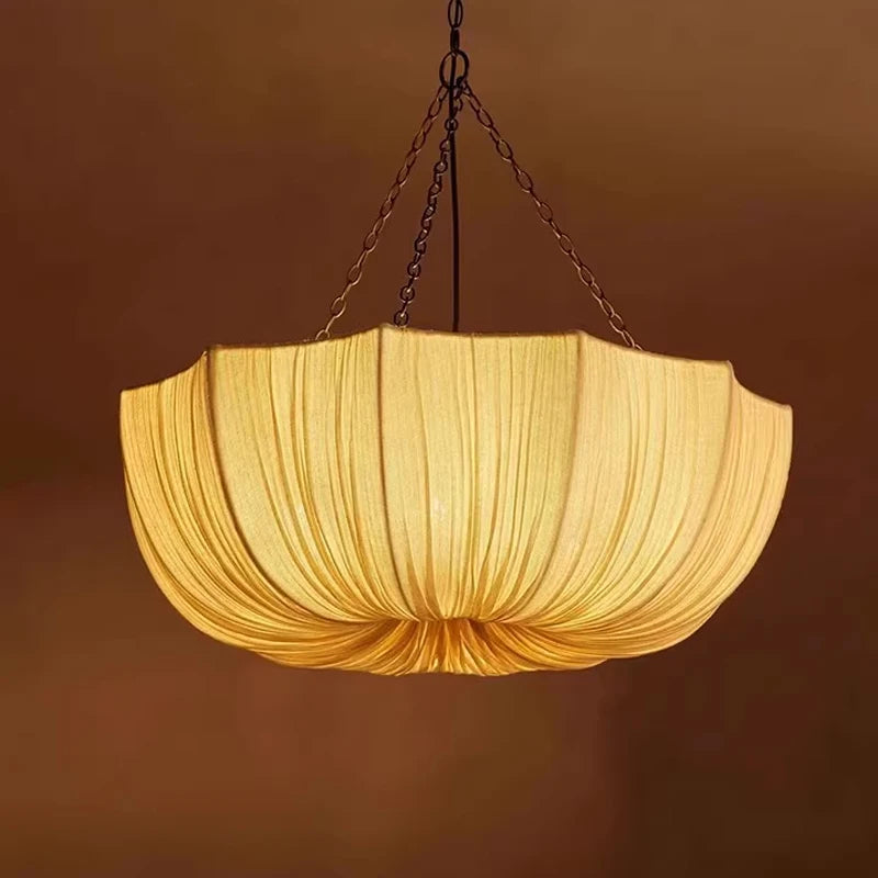 Nordic Minimalist Wabi-Sabi Fabric Chandelier – Modern Pendant Light for Living Room, Dining Room, Bedroom & Restaurants