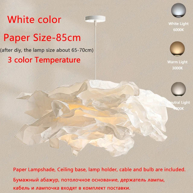 Minimalist Paper Chandelier Lighting – DIY White Pendant Lamp for Bedroom, Living Room & Home Interior (E27 LED)