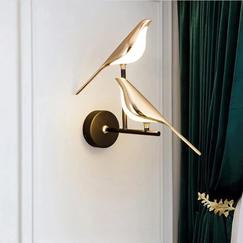 Nordic Golden Bird LED Wall Light – Creative Metal Art Sconce for Bedrooms, Living Rooms, Bars, and Modern Home Décor