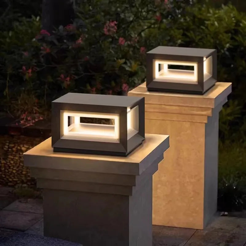 Outdoor IP65 Waterproof LED Square Lawn Light, Stainless Steel Pillar &amp; Fence Post Lamp for Courtyard & Path Lighting