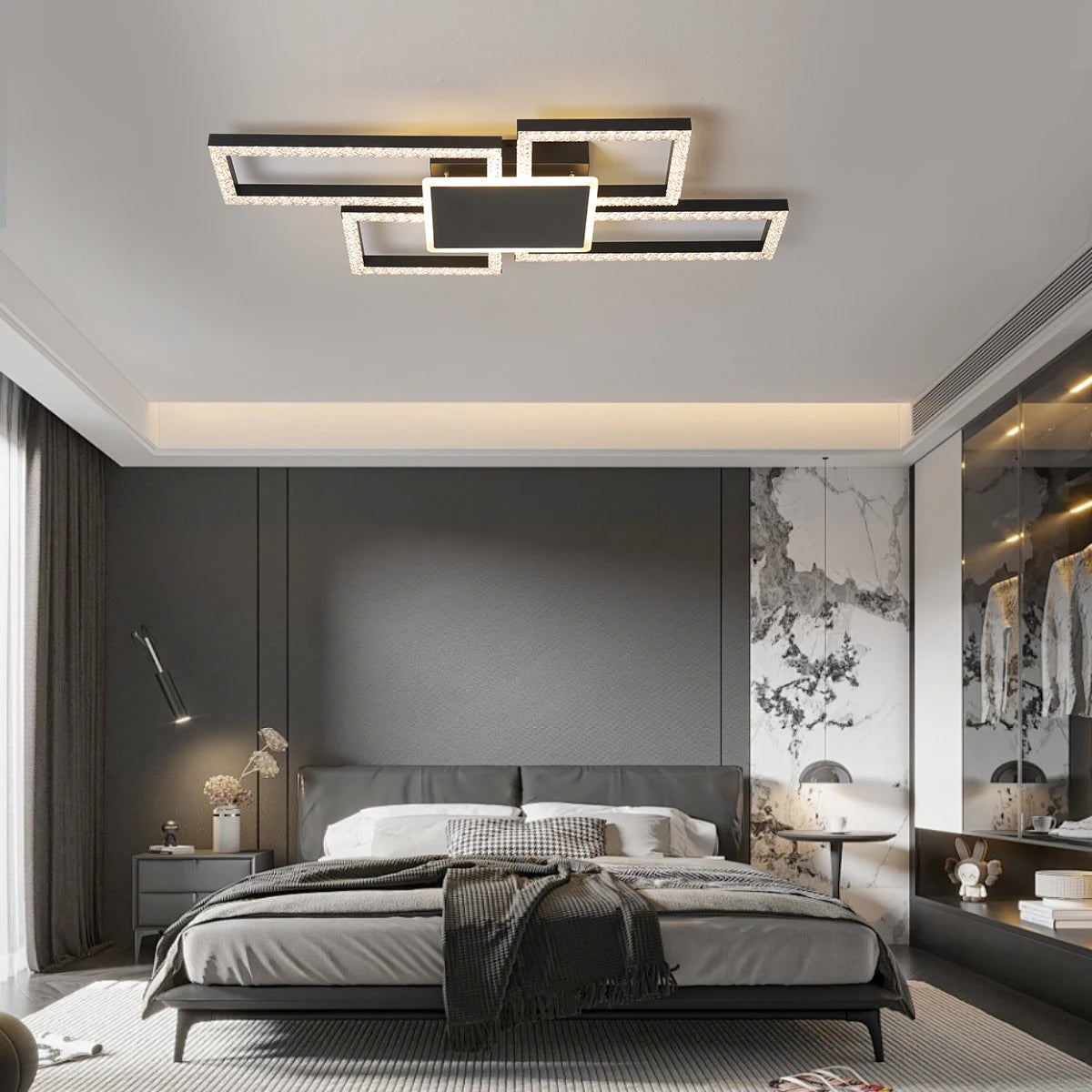 Modern LED Square Chandelier – Nordic Ceiling Light for Living Room, Dining Room, Bedroom & Study
