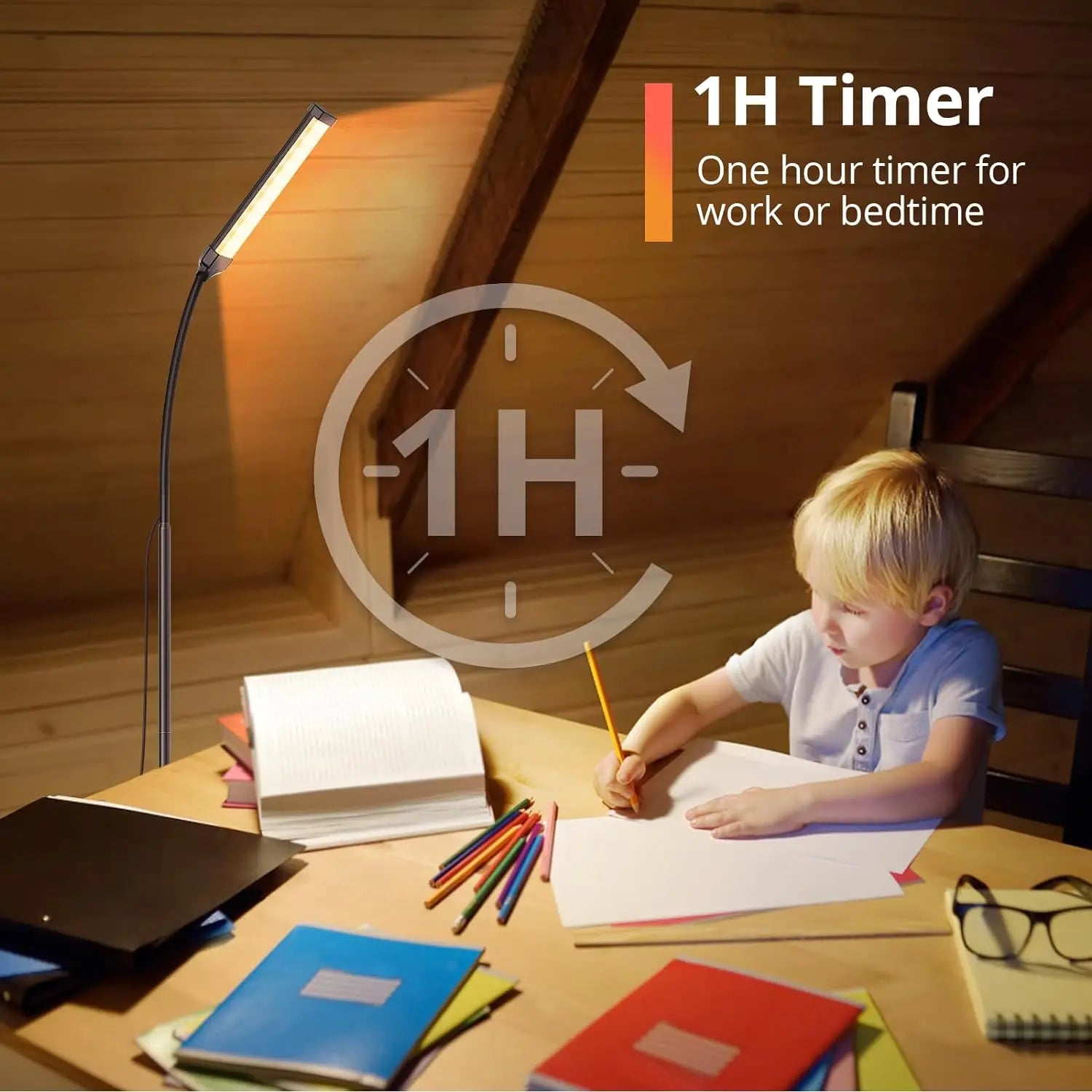 Dimmable LED Gooseneck Floor Lamp – Adjustable 3-Color, 5-Level Standing Light with Remote for Reading and Living Rooms