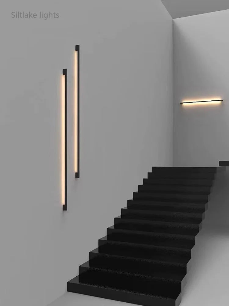 Nordic Modern Long LED Wall Lamp – Minimalist Iron Silica-Gel Sconce for Bedroom, Living Room, and Background Wall Décor