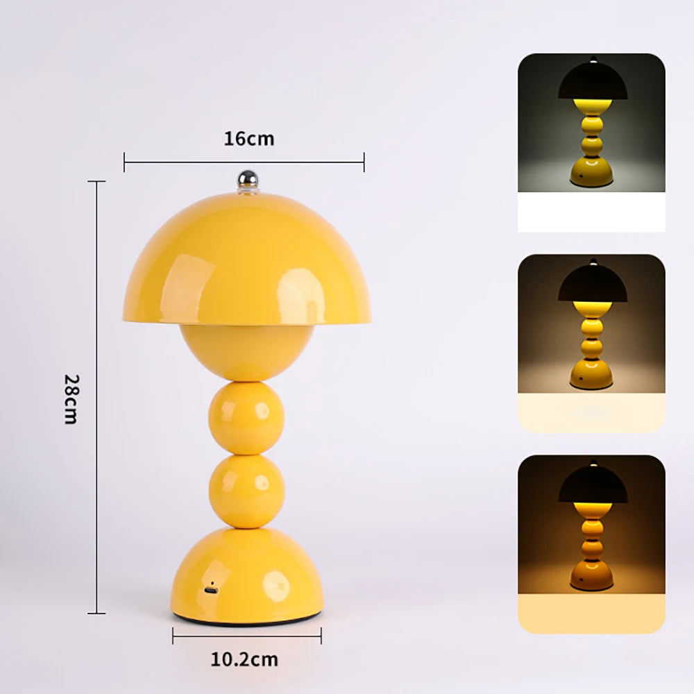 LED Mushroom Table Lamp – Rechargeable Touch-Control Flower Bud Desk Light for Bedroom Night and Room Decoration