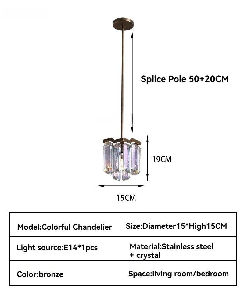 Iridescent Crystal Chandelier – Designer Luxury Round & Long Pendant Light for Dining Room, Living Room, Hotel & Villa