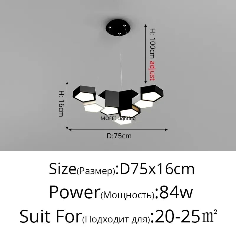 Nordic Designer Honeycomb LED Chandelier – Creative Remote-Dimming Pendant Light for Living Room & Bedroom