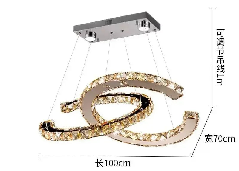 Modern 2024 Special-Shaped Crystal Chandelier – Elegant LED Ceiling Light for Living Room & Dining Room