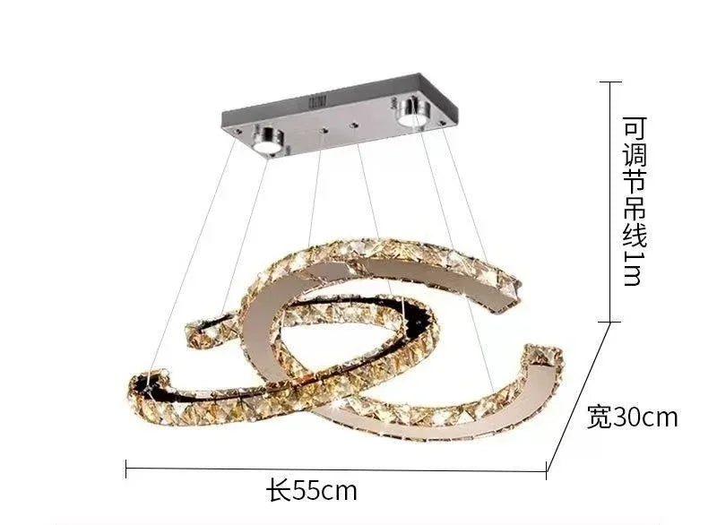 Modern 2024 Special-Shaped Crystal Chandelier – Elegant LED Ceiling Light for Living Room & Dining Room