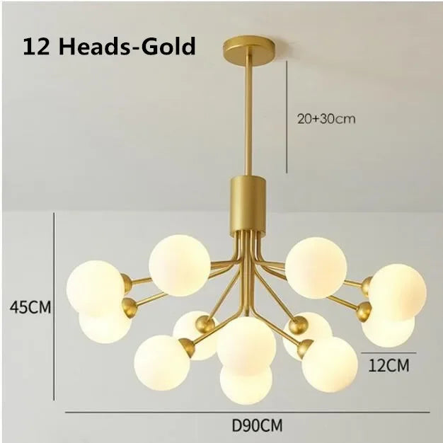 Postmodern Minimalist Magic Beans Chandelier – 2024 Nordic Creative Glass Ball Ceiling Light for Living Rooms and Kitchens