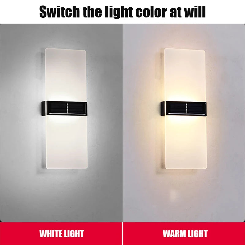 Solar LED Wall Light – Outdoor Waterproof Modern Lamp for Villa, Balcony, Aisle, Terrace & Garden Decoration