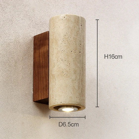 Modern Travertine Stone Wall Lamp – Natural Carved Sconce with E27 Lighting for Bedroom and Living Room