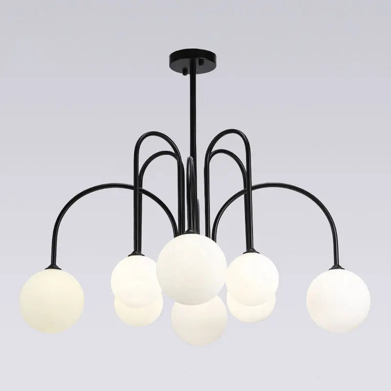 Modern Nordic LED Chandelier – Gold/Black Metal Suspension Light with Frosted Glass Shade (G9 Fixture)