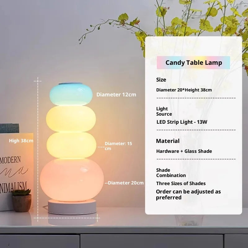 Rainbow Macaron Candy Glass Floor Lamp – Colorful Ambient LED Lighting for Living Room and Bedroom Décor