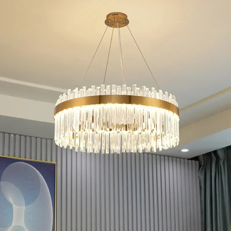Light Luxury Crystal Chandelier – Modern LED Pendant for Living Room, Bedroom & Villa Decor