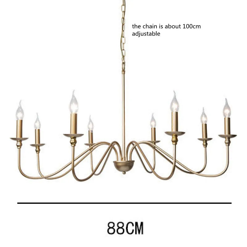 Retro Loft Living Room Chandelier – Vintage American Style E14 Ceiling Light (Black/Gold)