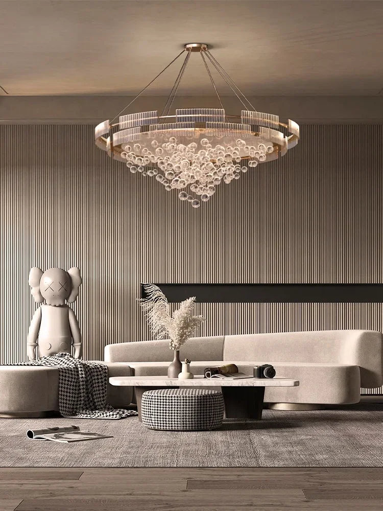 Designer Bubble Glass Chandelier – Luxury Wind-Chime Cluster Pendant for Lobbies, Dining Rooms & Showrooms
