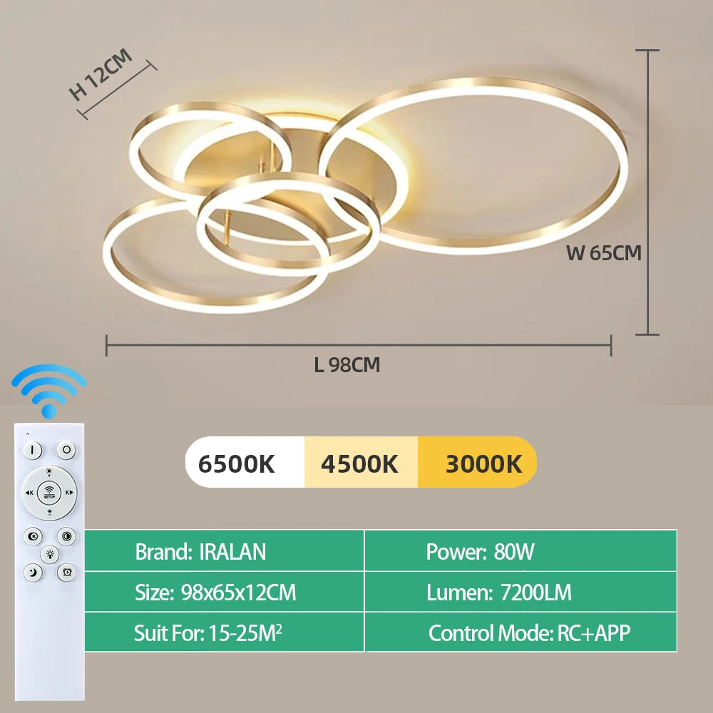Modern LED Circle Ring Chandelier – Minimalist Ceiling Light for Living Room, Bedroom, Study & Office