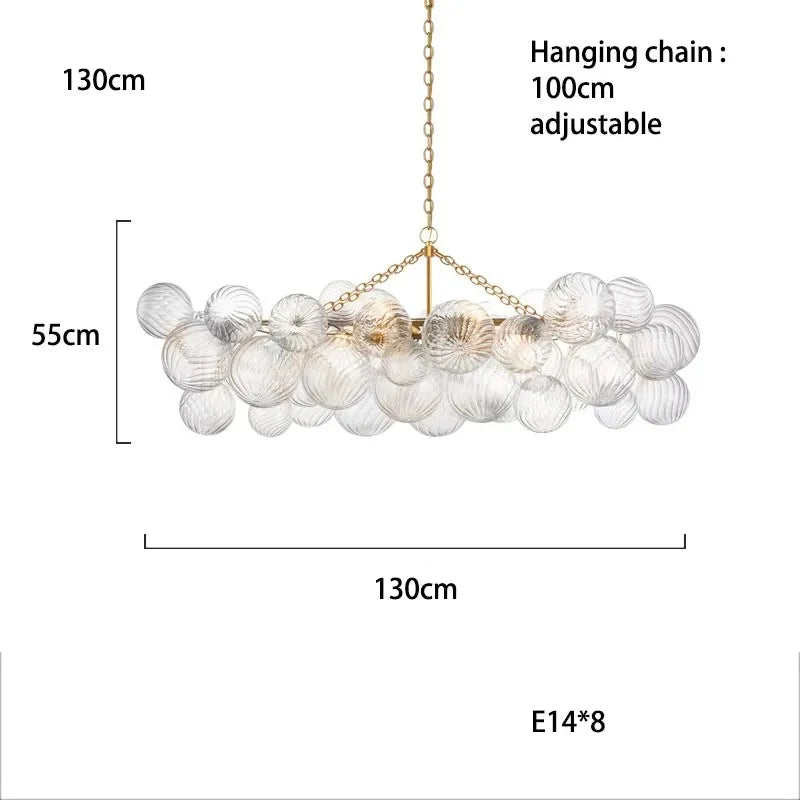 2025 Trendy Glass Bubble Art Chandelier – Gold & Chrome LED Ceiling Light for Living Room