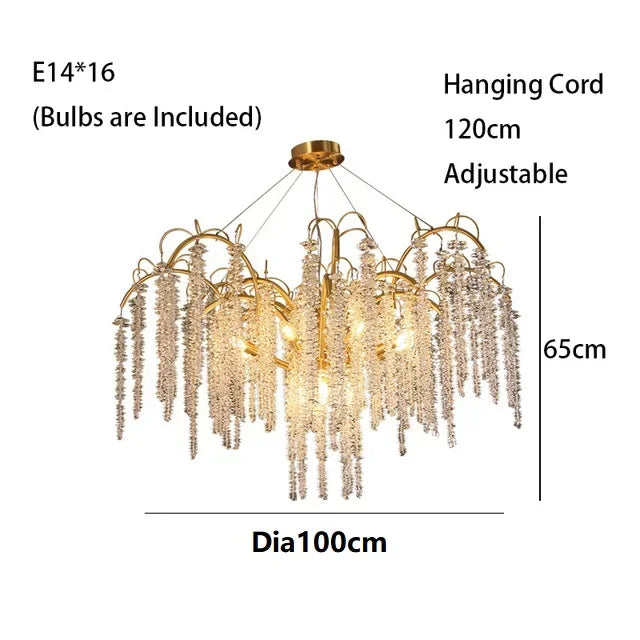 2025 Luxury Gold Glass LED Chandelier – Modern Crystal Ceiling Pendant Light for Dining Room & Home Decor