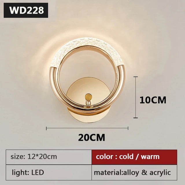 Modern Nordic Luxury LED Wall Lamp – Iron Base with Acrylic Lampshade for Bedroom, Living Room, and Home Night Lighting