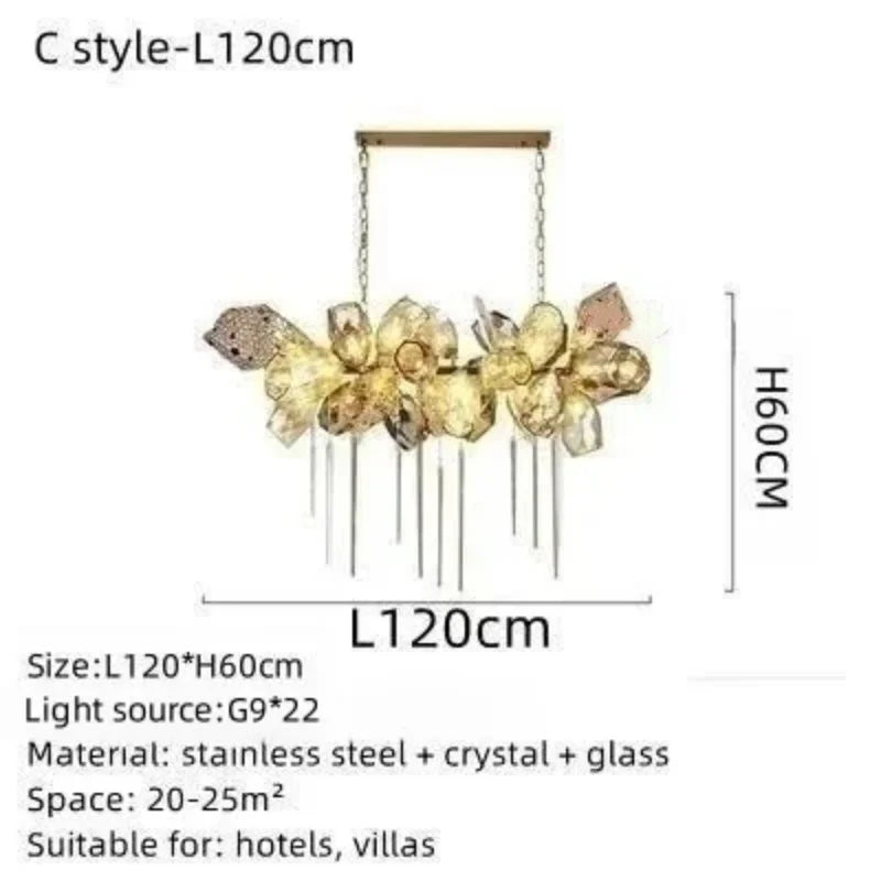 Nordic Living Room LED Stainless Steel Crystal Chandelier – Luxury Designer Pendant Lamp for Home & Restaurant