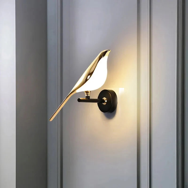 Nordic Golden Bird LED Wall Light – Creative Metal Art Sconce for Bedrooms, Living Rooms, Bars, and Modern Home Décor
