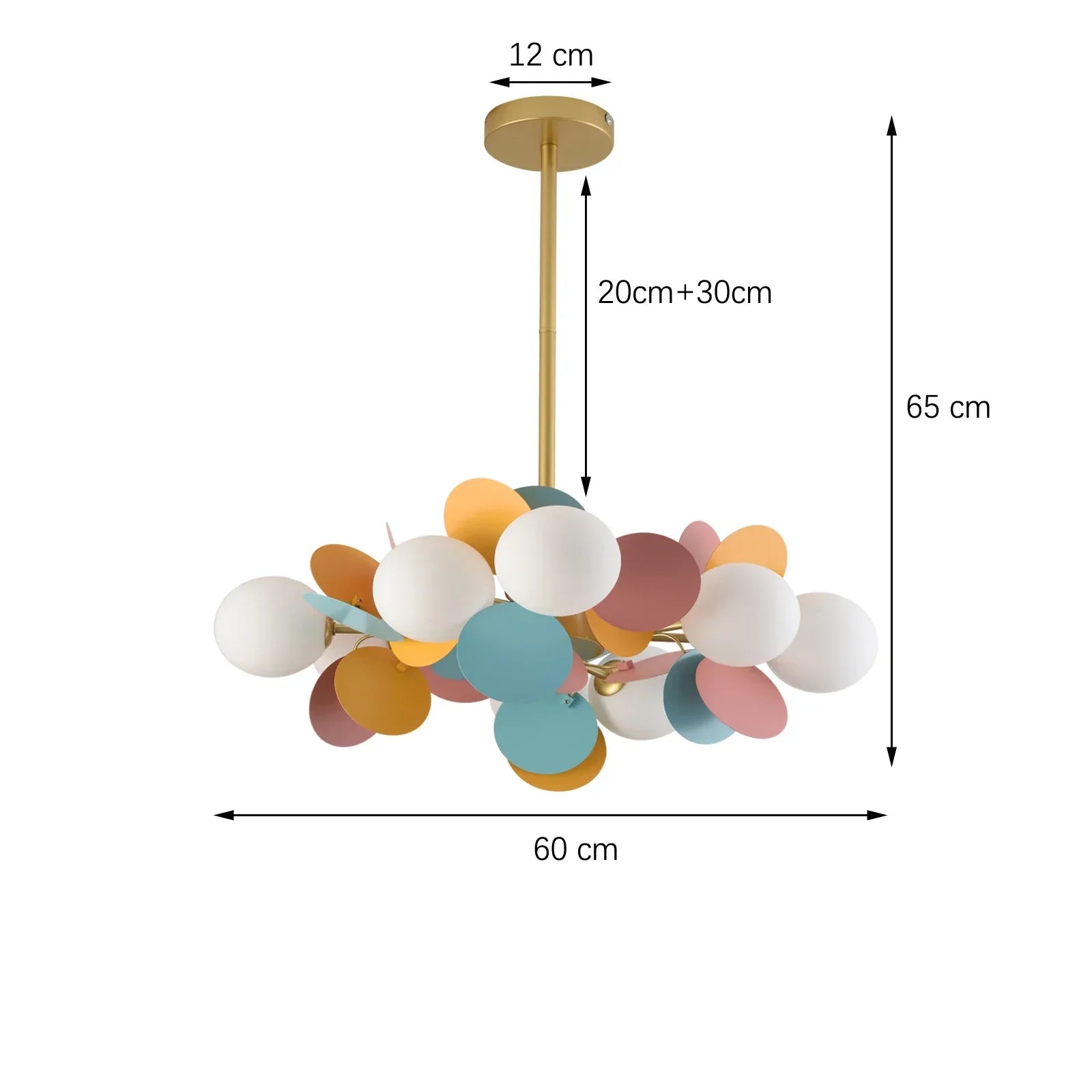 Colorful Chandelier Pendant Lamp – Luxury Metal &amp; Frosted Glass Hanging Light for Bedroom, Dining Room & Living Room