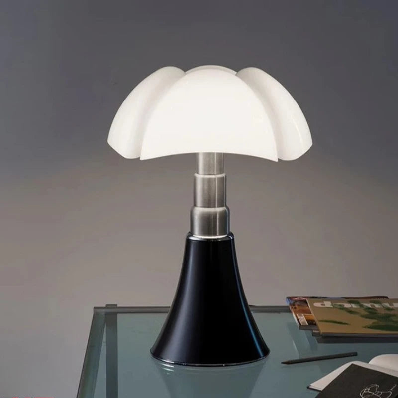 Italy Designer Wrought Iron LED Table Lamp – Bauhaus White Petal Glass Desk Light for Living Room, Bedroom, and Dining Spaces