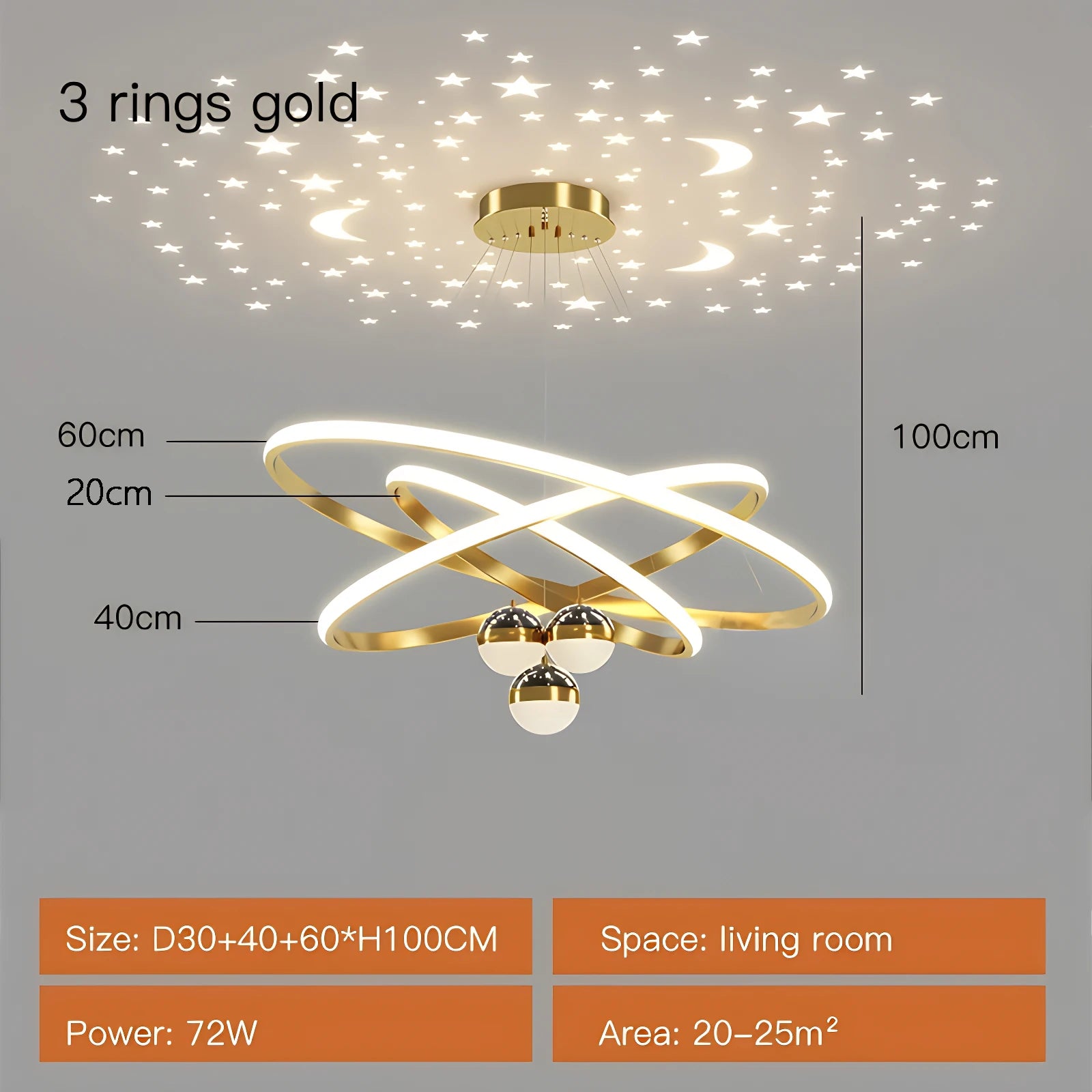 Nordic Starry Sky Projection LED Chandelier – Modern Black & Gold Ceiling Pendant for Living Room, Bedroom, Kitchen