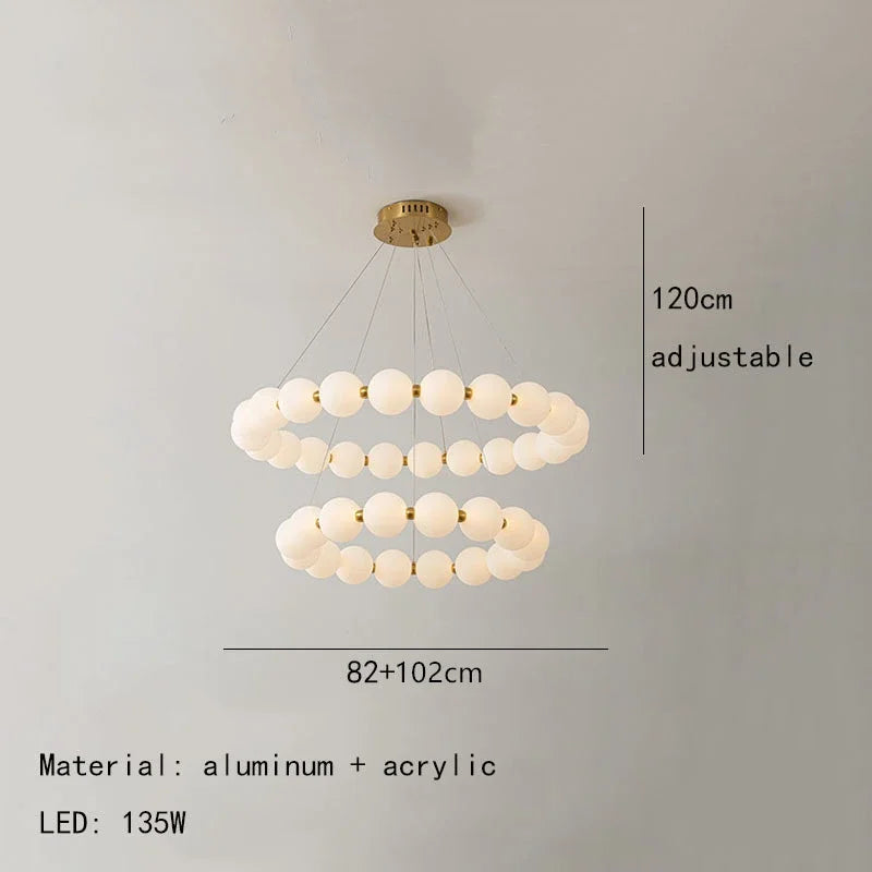 Modern Nordic Classic LED Pendant Light – Pearl Necklace Style Chandelier for Dining and Living Rooms